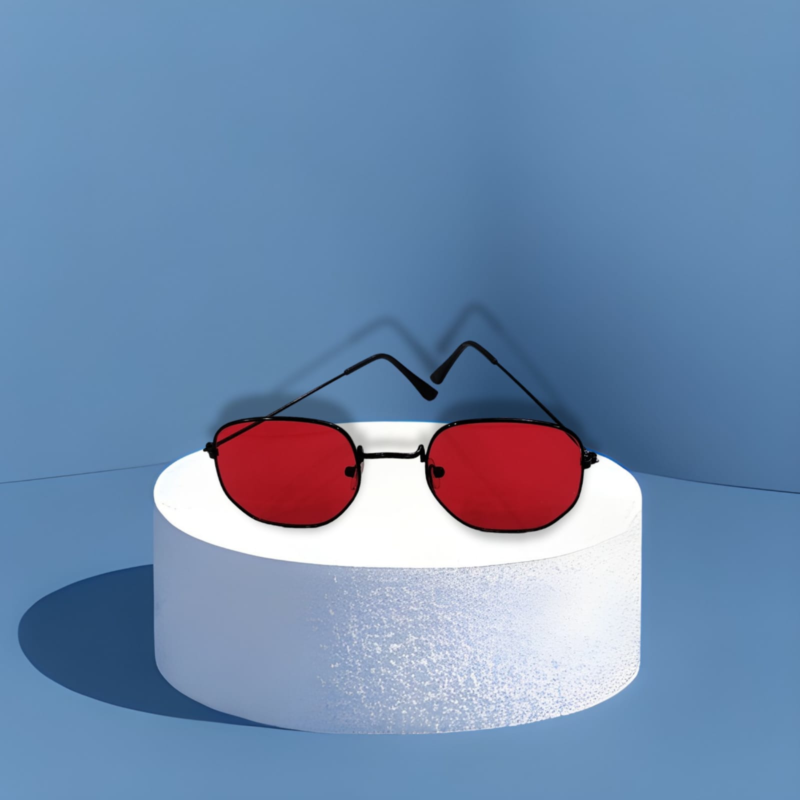 Black Frame-Mirror Red Lens- Unisex Sunglasses